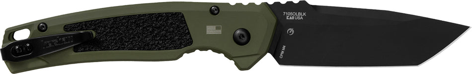 Kershaw Launch 16 Auto Tanto Folding Knife, 3.45" Black Cerakote CPM M4 Blade, Olive Aluminum Handle, Pocket Clip Included