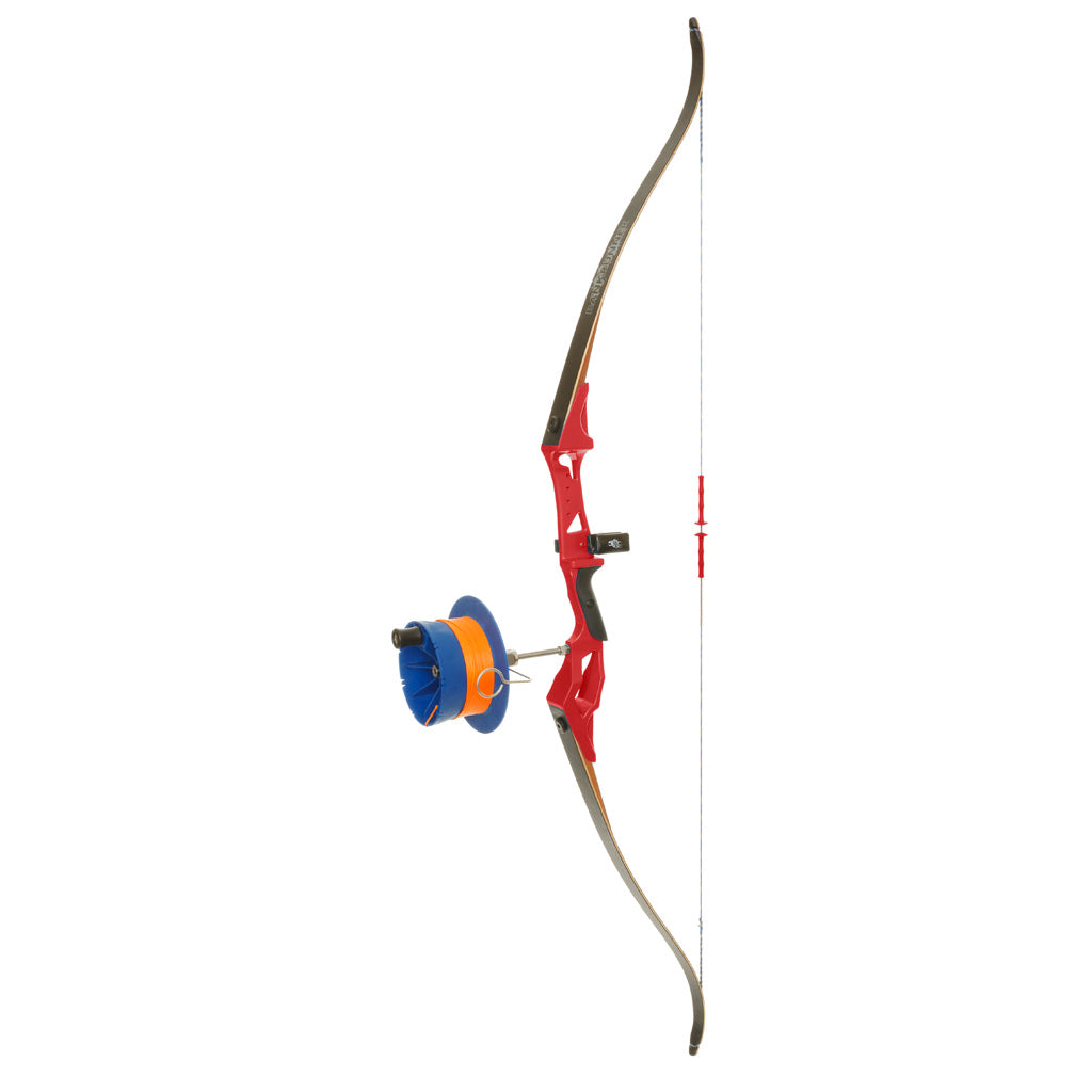 Fin Finder Bank Runner Red Recurve Bowfishing Bow Package with Sidewinder Reel