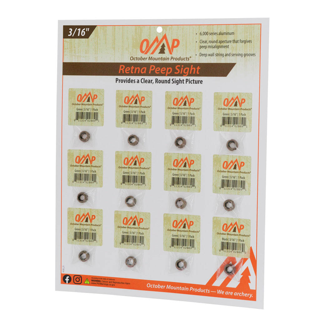 October Mountain Retna Tan Peep Sight 3/16" 12 pk.