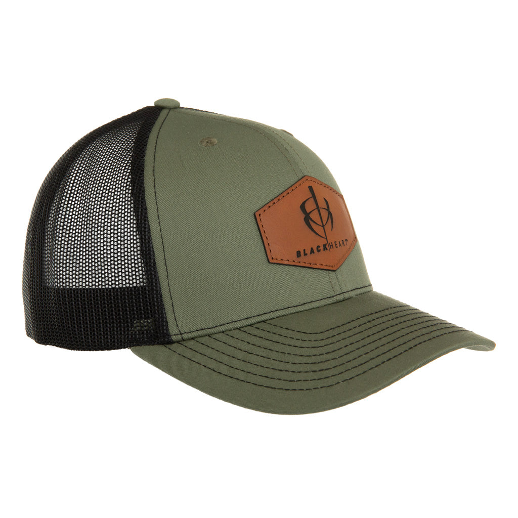 BlackHeart Mesh Back Patch Logo Hat Green Black