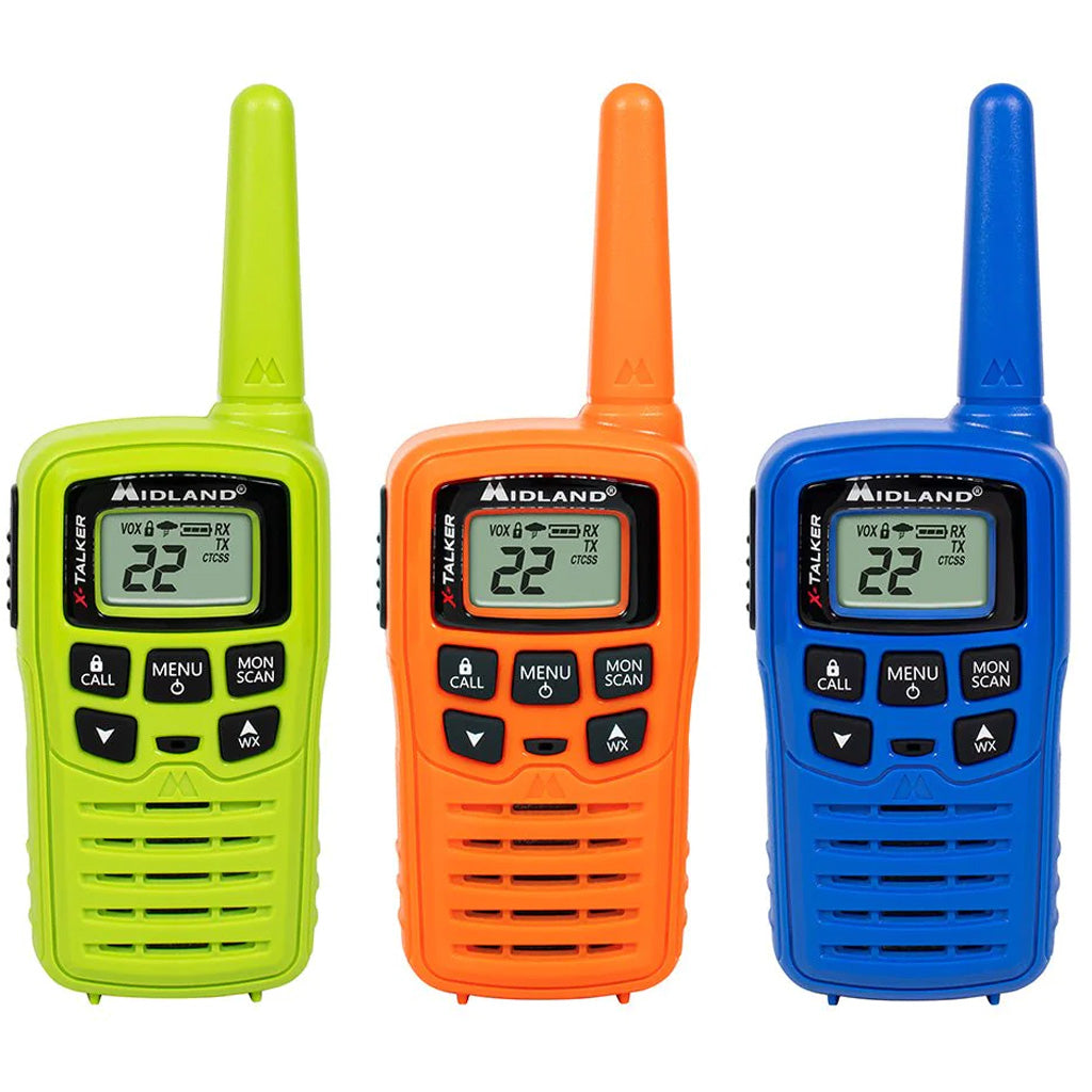 Midland X-Talker T10 Two Way Radio Set Multi Color 3 pk.