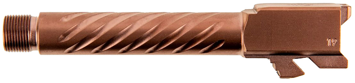 Ballistic Advantage BAPSG195T3R 9mm Glock 19 Gen 3-5 Spiral Fluted Threaded Pistol Barrel Copper PVD Hardened Stainless Steel