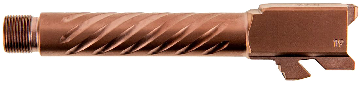 Ballistic Advantage BAPSG195T3R 9mm Glock 19 Gen 3-5 Spiral Fluted Threaded Pistol Barrel Copper PVD Hardened Stainless Steel