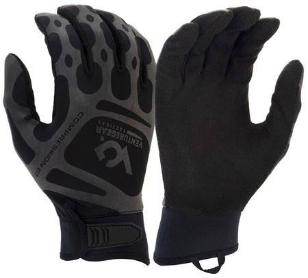 Pyramex VGTG10BX2 Compression Training Gloves Black Faux Leather XXL Hook & Loop Fastening