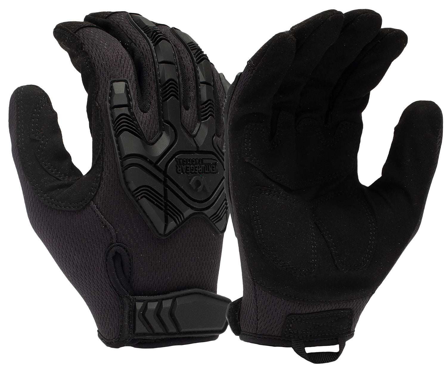 Pyramex VGTG40BX2 Venture Gear Heavy-Duty Impact Gloves Black Synthetic Leather XXL Velcro Closure