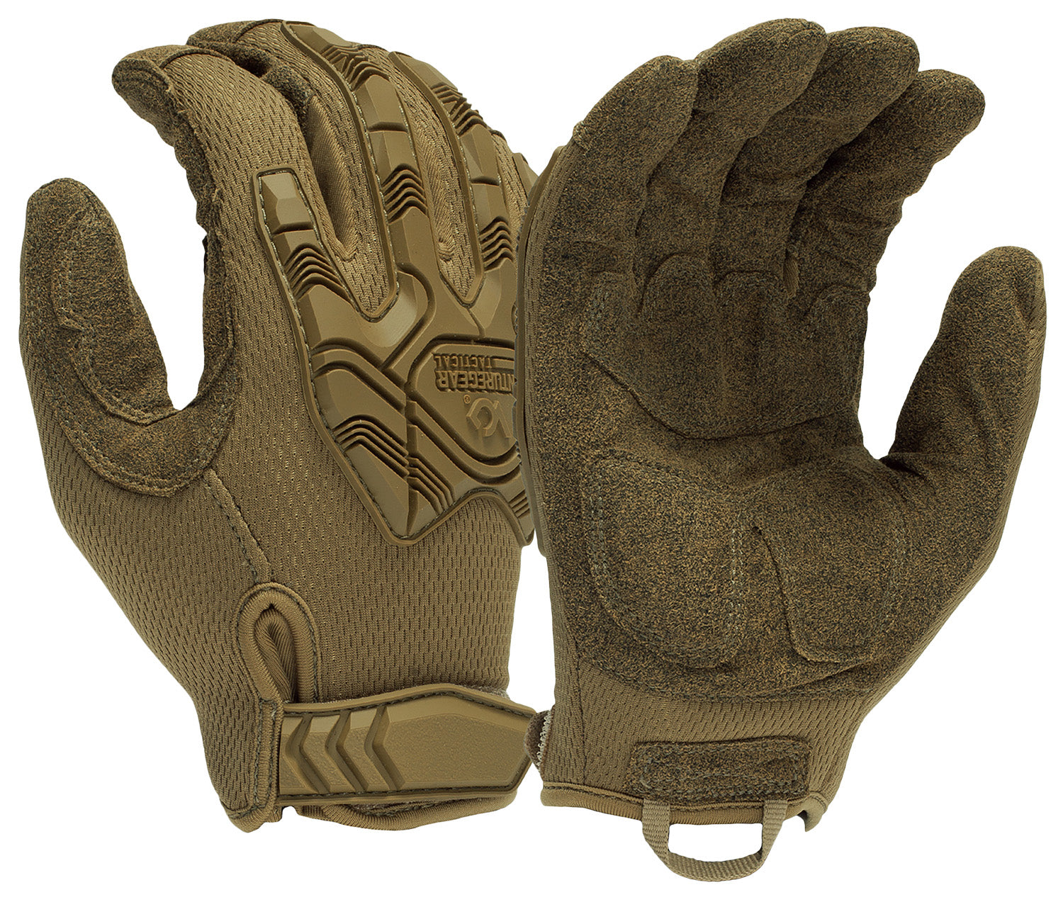 Pyramex VGTG40TL Venture Gear Heavy-Duty Impact Gloves Brown Synthetic Leather Large Velcro Closure