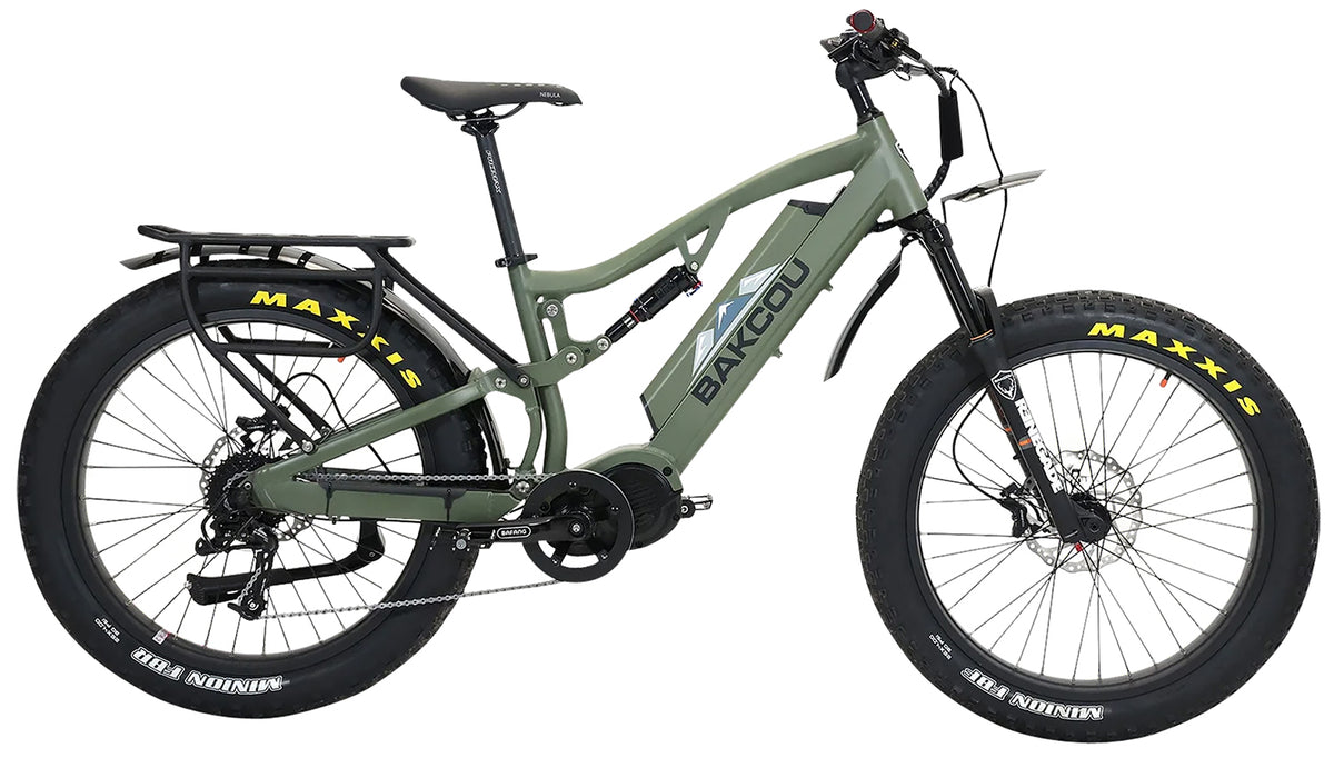 Bakcou Storm G2 25Ah Medium Fat E-Bike Army Green 17" Frame Sram 11-34t Rear Cassette Bafang M620 Mid-Drive Motor