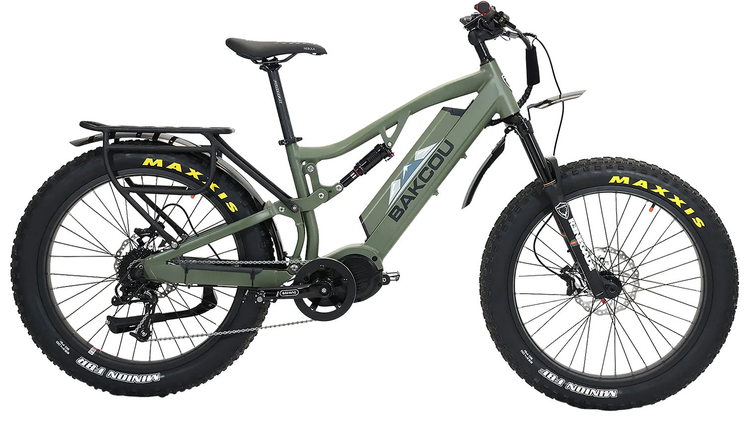 Bakcou Storm G2 25Ah Large Fat E-Bike Army Green 19" Frame Sram 11-34t Rear Cassette Bafang M620 Mid-Drive Motor
