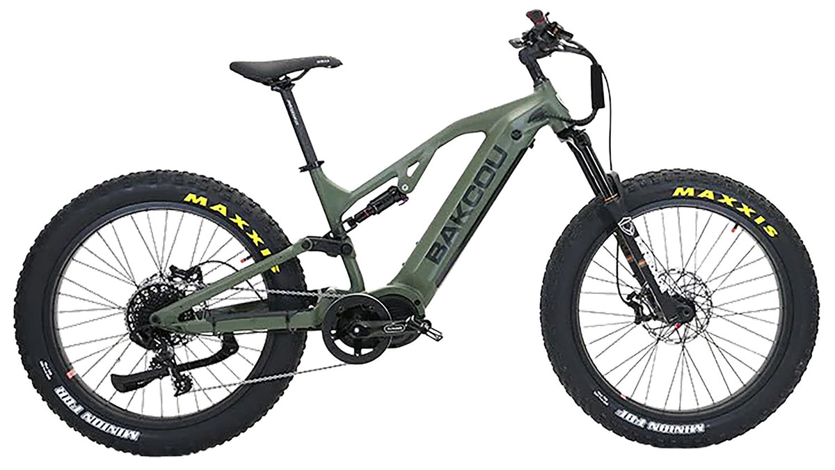 Bakcou Scout Large E-Bike Army Green 19" Frame 11 Speed Sram NX Rear Cassette Bafang Ultra Mid-Drive Motor
