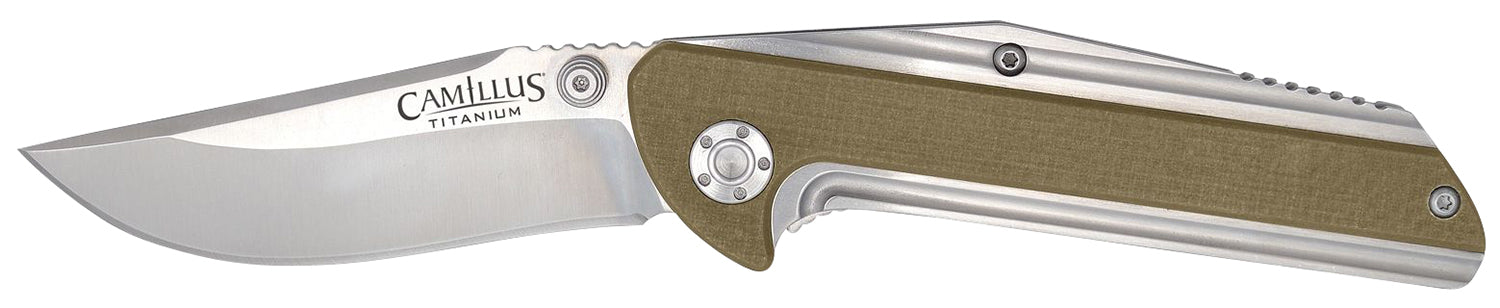 Camillus 19195 Sevens 2.75" Folder Plain AUS-8 Titanium Blade, Desert Tan G10 Handle