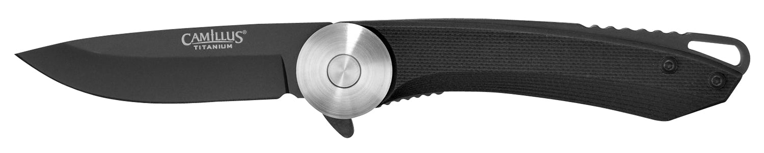 Camillus 19640 Cirque 2.75" Folder Plain Drop Point AUS-8 Titanium Blade, Black G10 Handle