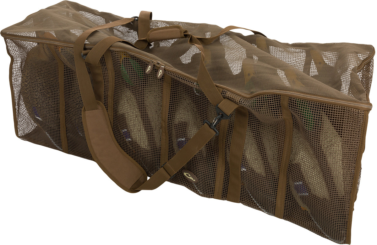 Drake Waterfowl Decoy Bag - 12 Slot Duck Floater Style, Brown Vinyl Coated Mesh