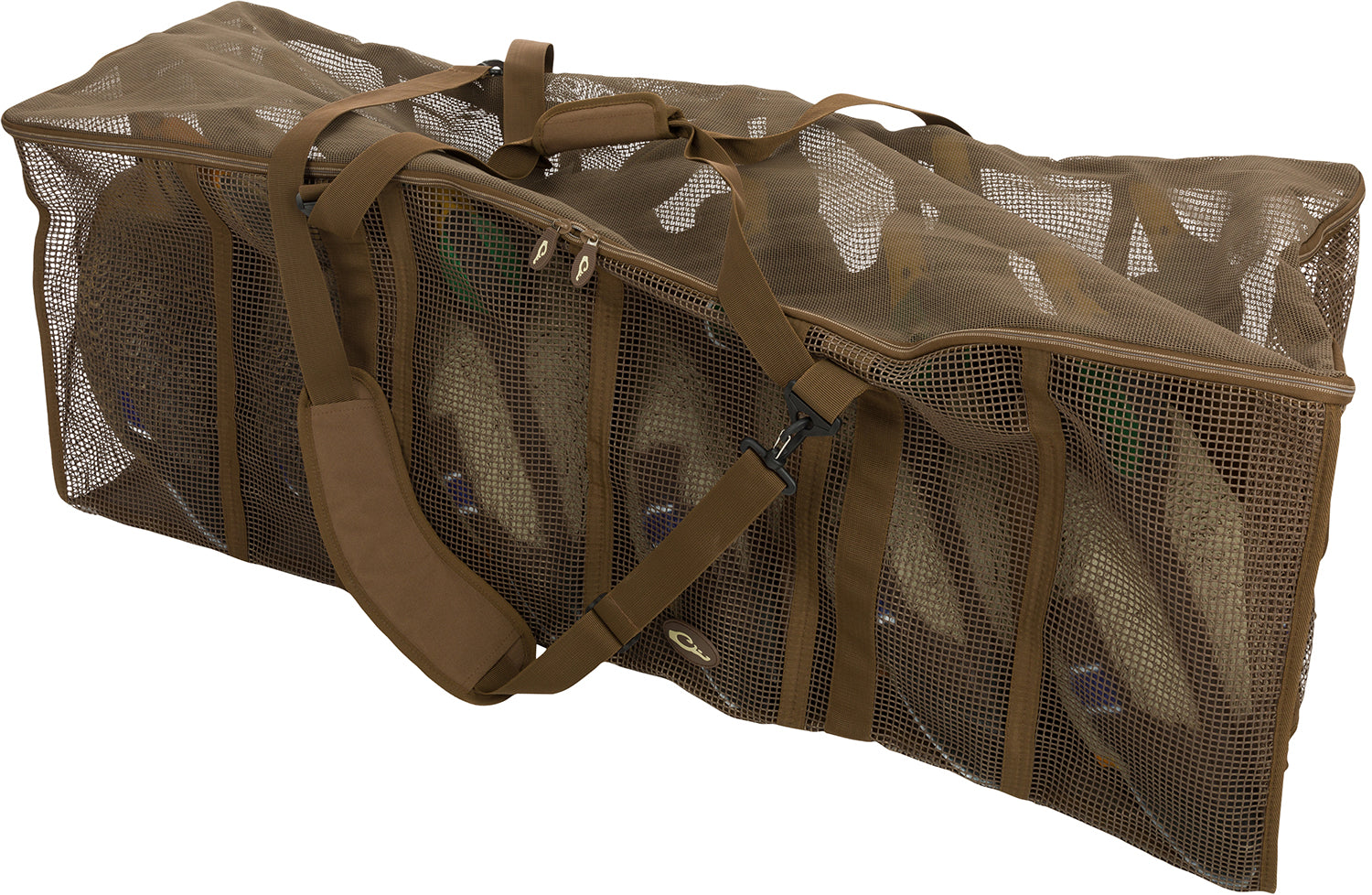 Drake Waterfowl Decoy Bag - 12 Slot Duck Floater Style, Brown Vinyl Coated Mesh