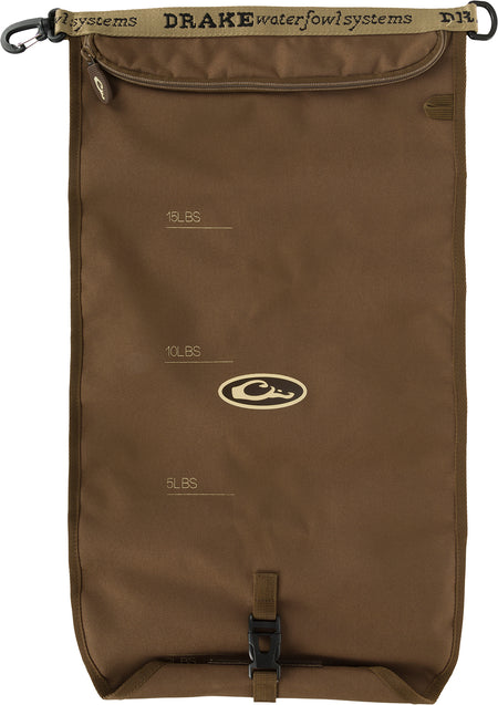 Drake Waterfowl GD8000BRN Gun Dog Brown Travel Food Bag 600D Polyester with Velcro Buckle Closure