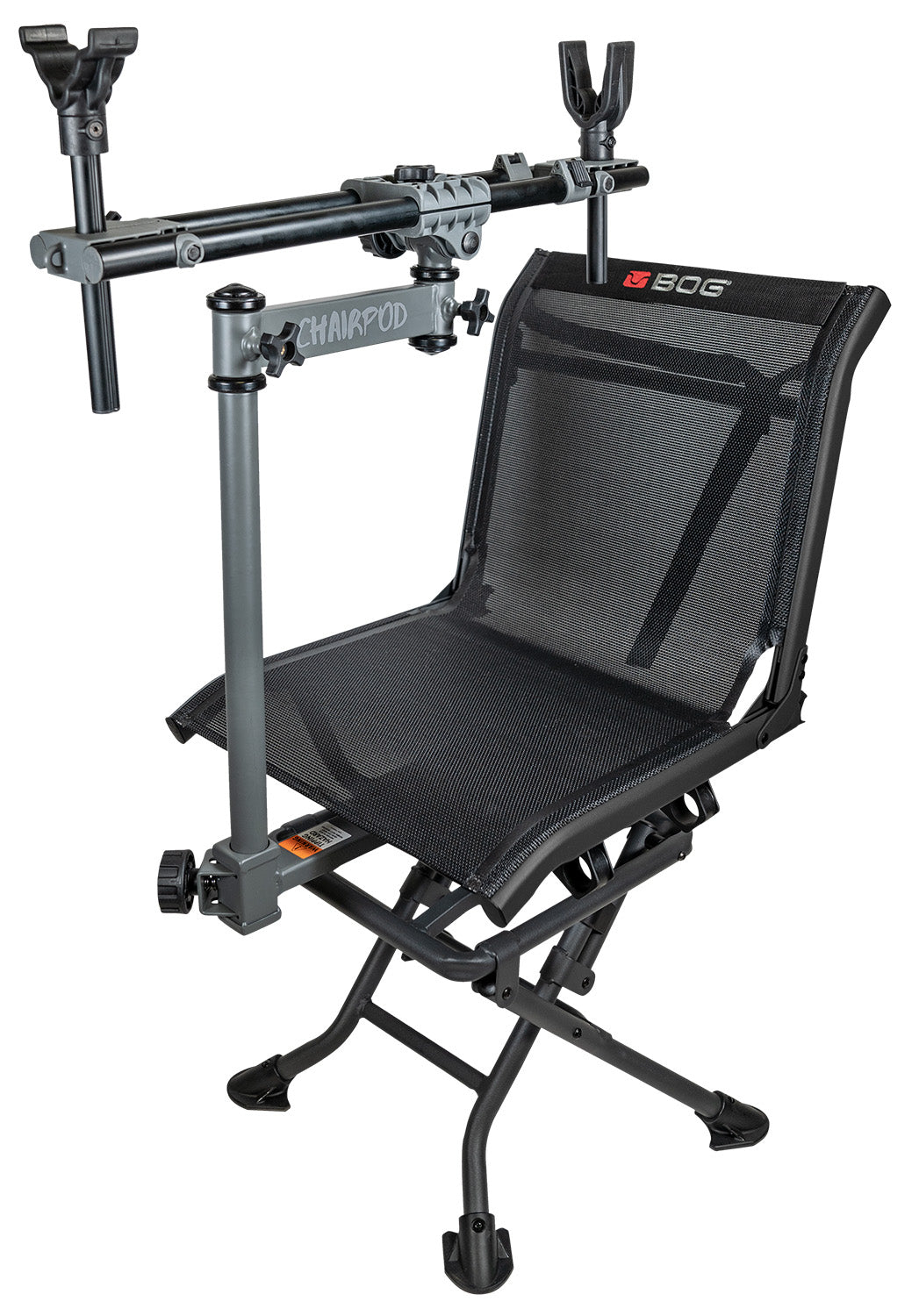 Bog-Pod 1100475 Aluminum ChairPod with Gun Mount 4 Legs Black 41" Height