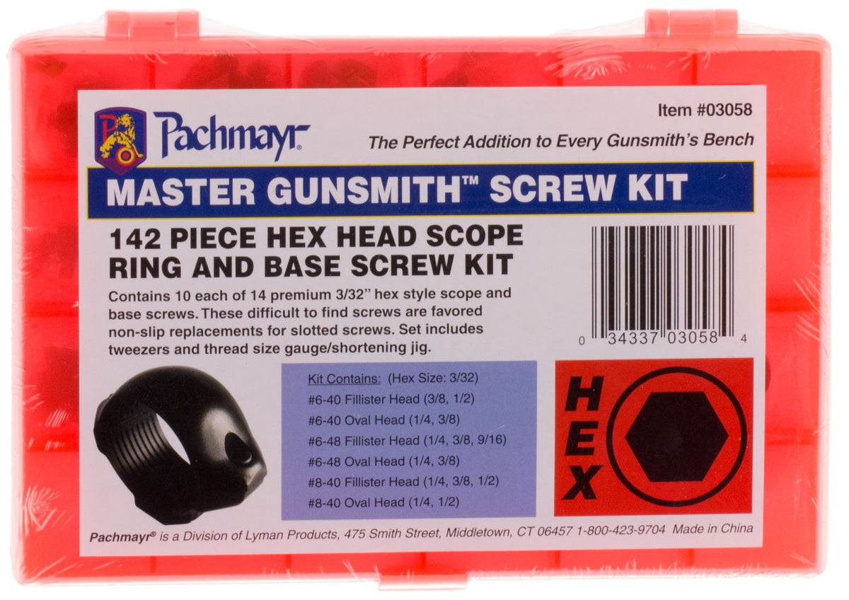 Lyman 03058 Master Gunsmith Ring and Base Screw Kit Hardened Steel 142 Pieces