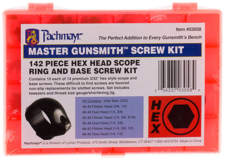 Lyman 03058 Master Gunsmith Ring and Base Screw Kit Hardened Steel 142 Pieces
