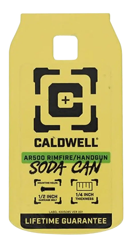 Caldwell 4002314 Yellow AR500 Steel Soda Can Shape Rimfire/Handgun Target 1/4 Inch Thick