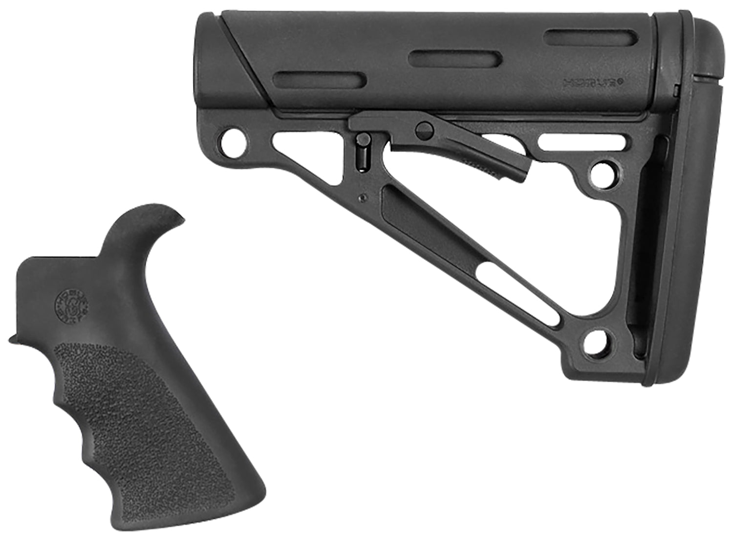 Hogue 15055 AR-15 OverMolded Combo Collapsible Stock Beavertail Grip Black Rubber Commercial Tube