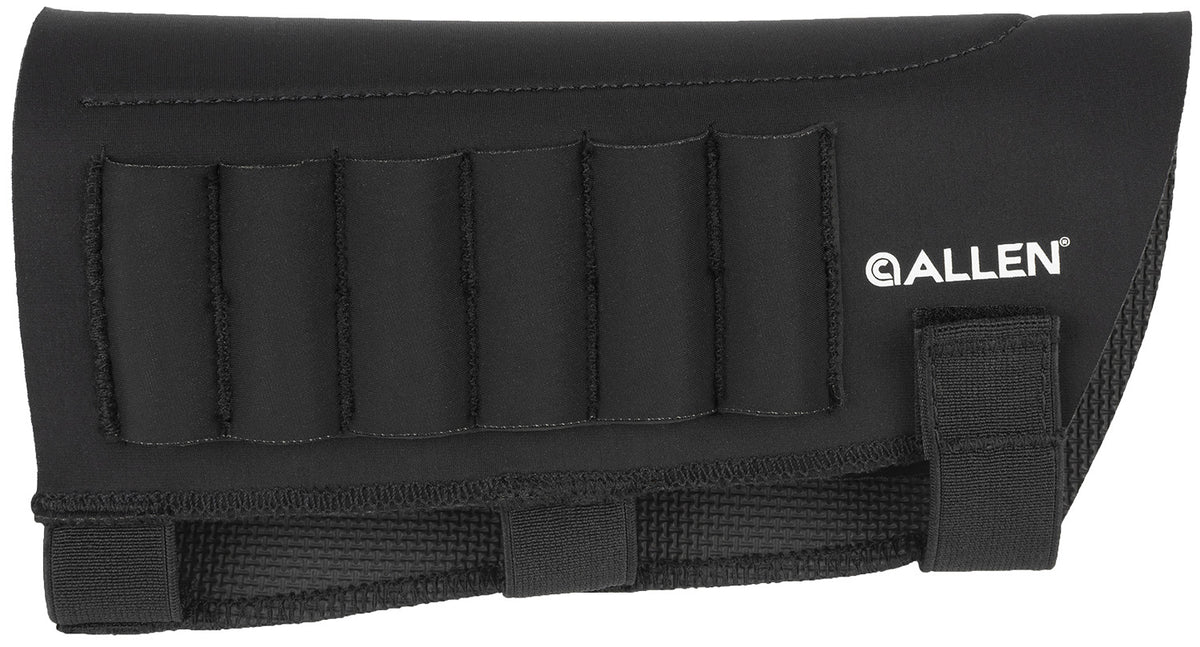 Allen 18427 Rifle Buttstock Shell Holder 6rd Black Neoprene with Cheek Pad, .223-300 Win Mag