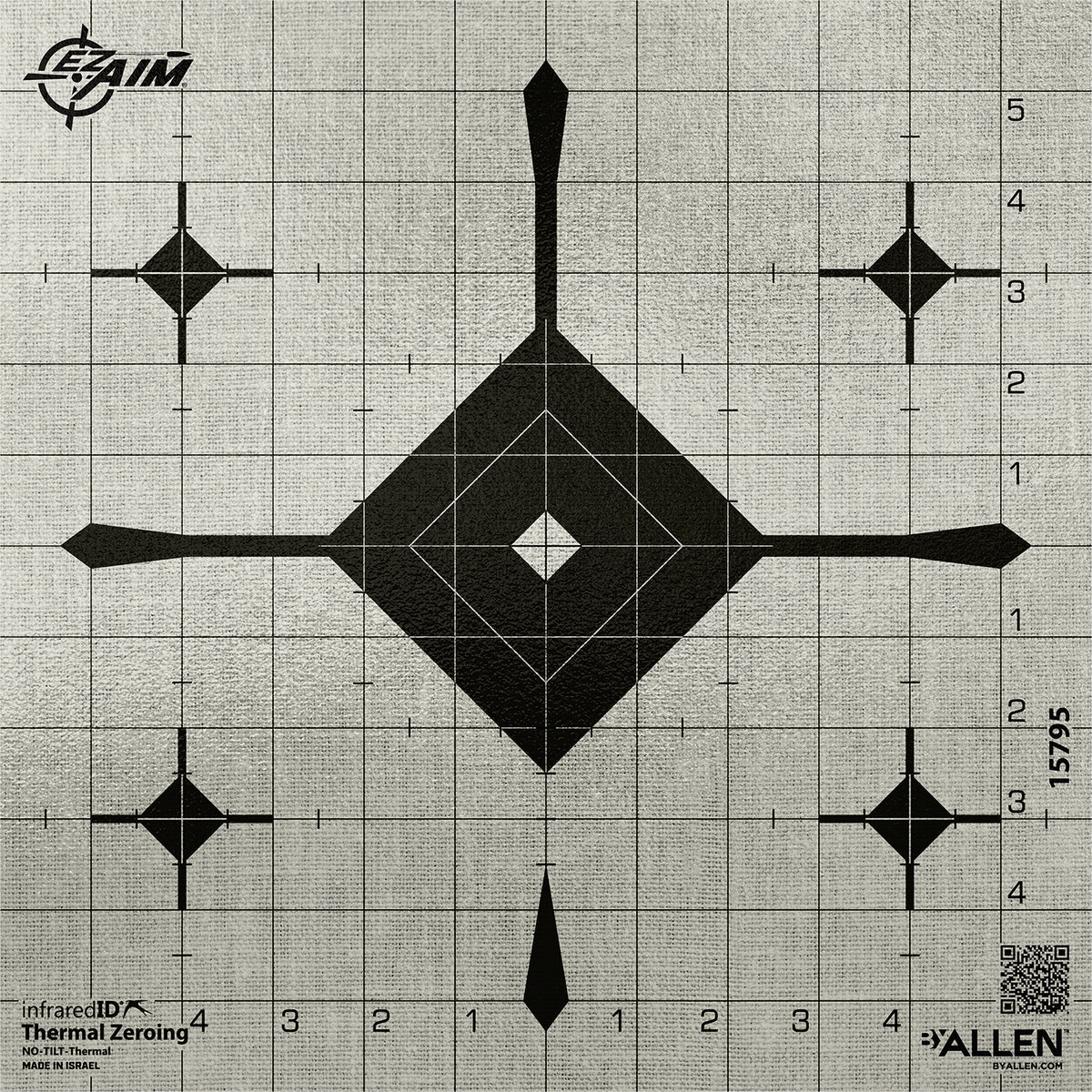 EZ-Aim 15795 12" x 12" Gray Adhesive Thermal ID Grid Bullseye Paper Target