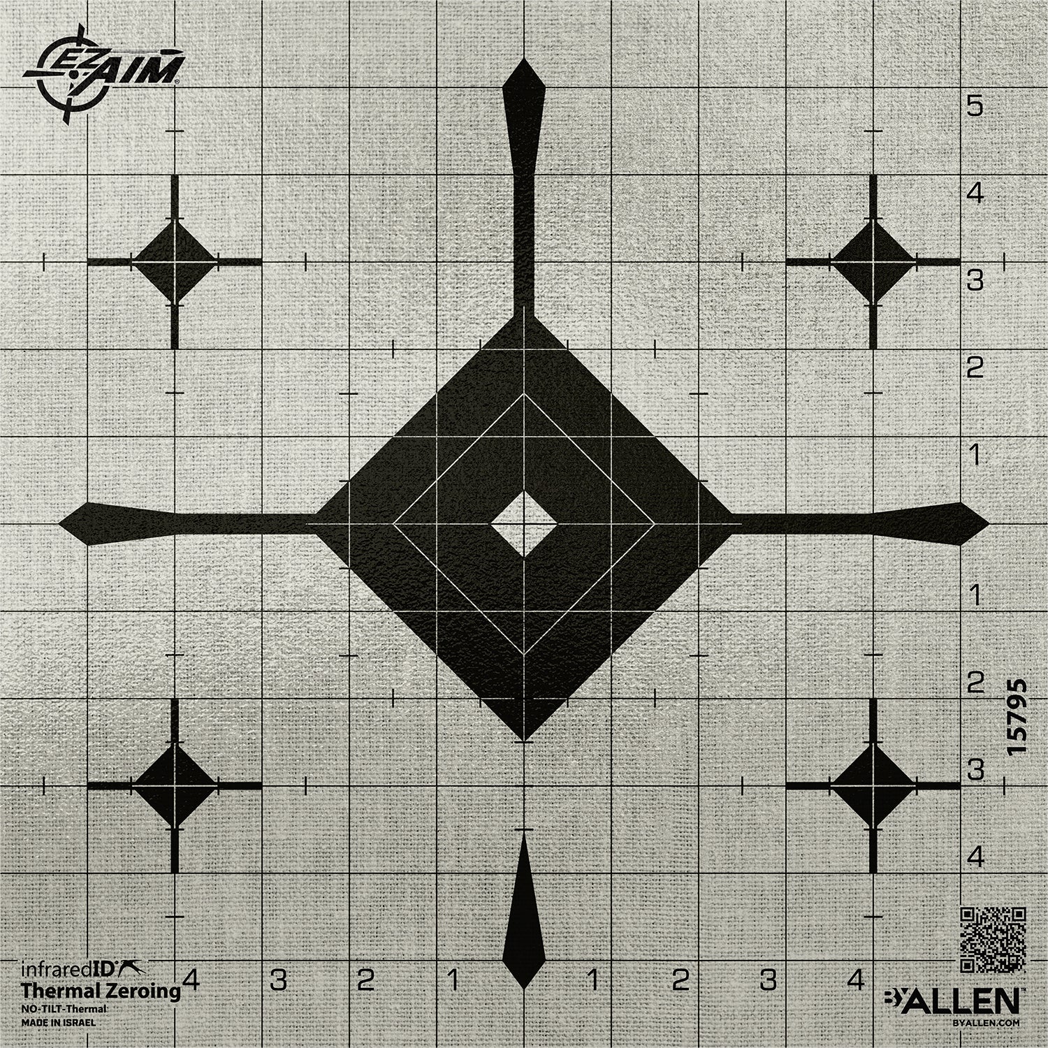 EZ-Aim 15795 12" x 12" Gray Adhesive Thermal ID Grid Bullseye Paper Target