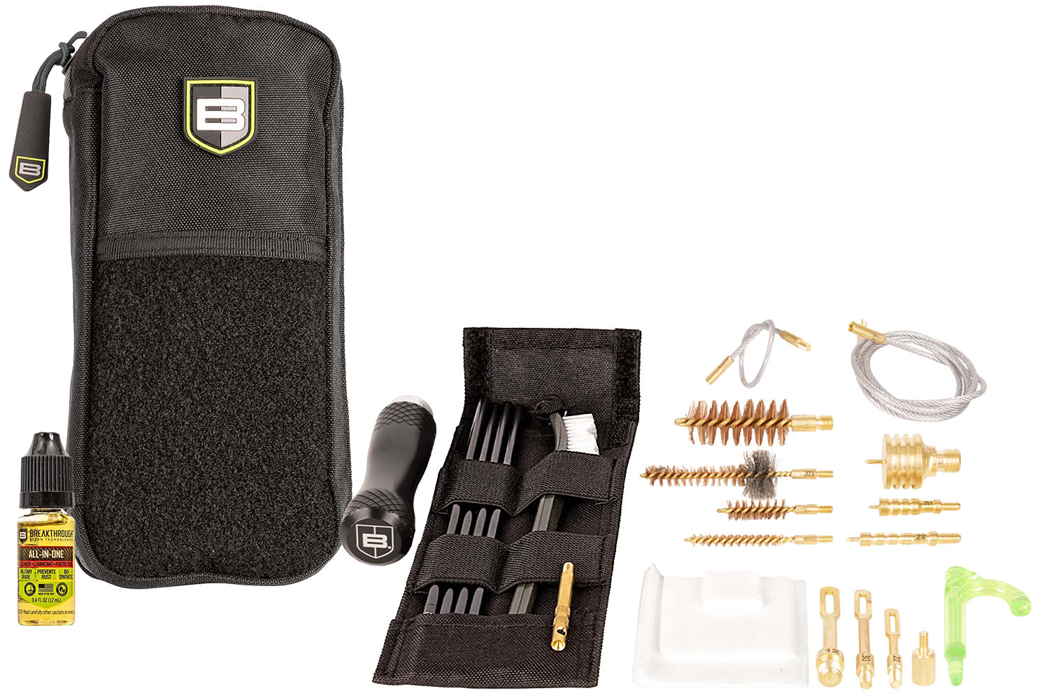 Breakthrough Clean Badge Rod/Pull Thru 3-Gun Kit 5.56mm 9mm 12 Gauge with CLP