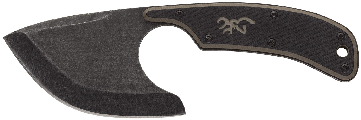Browning Cutoff Fixed Skinner Hunting Knife 2.50" Black Oxide 9Cr14MoV SS Full Tang Black/Tan G10 Handle Nylon Sheath