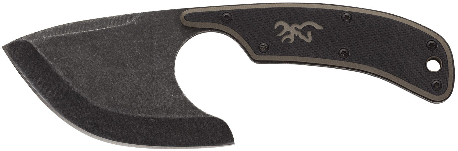 Browning Cutoff Boxed Fixed Blade Skinner 2.50" Black Oxide 9Cr14MoV SS Full Tang Black/Tan G10 Handle Nylon Sheath