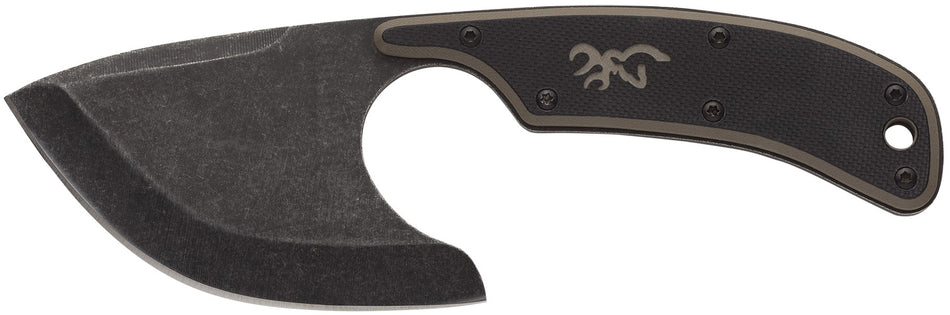 Browning Cutoff Boxed Fixed Blade Skinner 2.50" Black Oxide 9Cr14MoV SS Full Tang Black/Tan G10 Handle Nylon Sheath