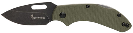 Browning Hidden Hollow Small Folding EDC Knife 2.25" D2 Steel Black Oxide Lockback OD Green G10 Boxed