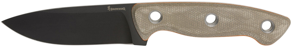Browning Desolation Small 3.75" Fixed Blade Drop Point Knife 440C SS Blade Tan Micarta Laminate Handle