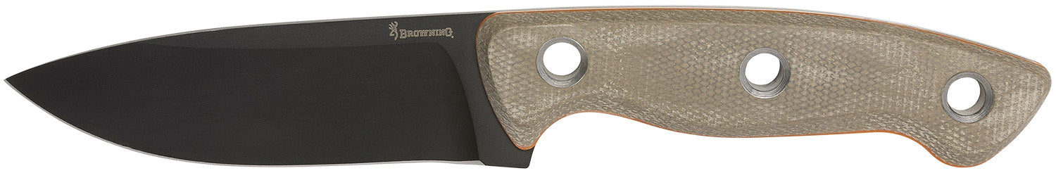 Browning Desolation Small 3.75" Fixed Blade Drop Point Knife 440C SS Blade Tan Micarta Laminate Handle