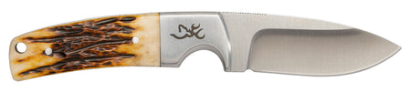 Browning Buckmark Hunter Fixed Blade Knife 3" Drop Point 8Cr13MoV Stainless Steel Brown Jigged Bone Box Pkg