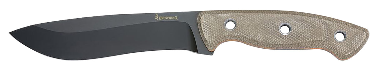 Browning Desolation Large 6" Fixed Blade Drop Point Knife 440C Stainless Steel Tan Micarta Handle Kydex Sheath