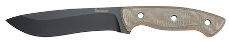 Browning Desolation Large 6" Fixed Blade Drop Point Knife 440C Stainless Steel Tan Micarta Handle Kydex Sheath