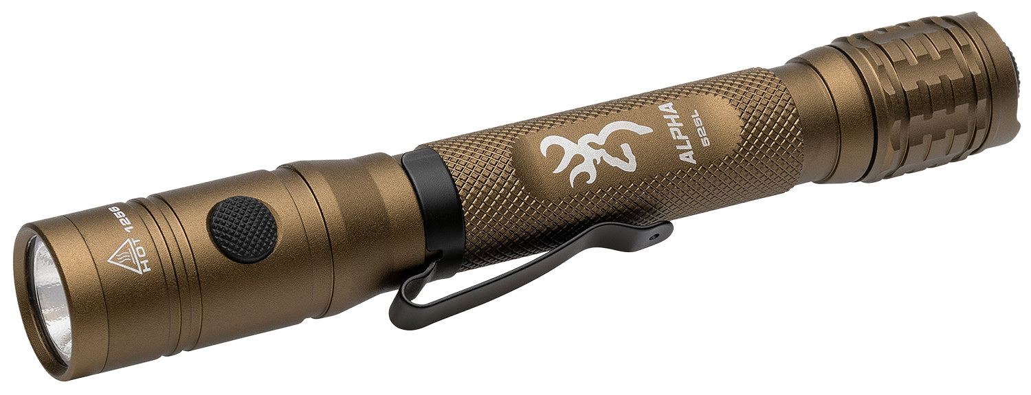 Browning 3711256 Alpha 2AA Flashlight Burnt Bronze 36/525 Lumens White/Green LED 4-Mode