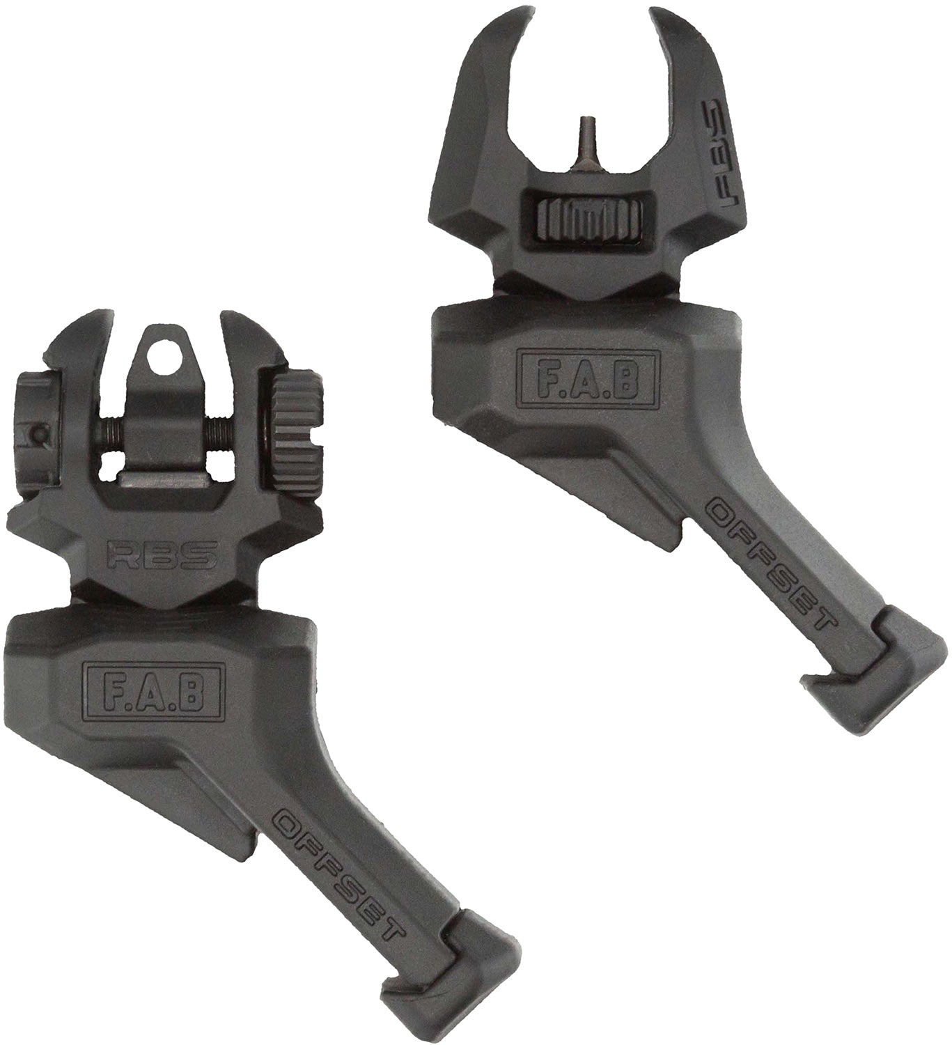 FAB Defense FXFRBSOSB Offset Folding Front & Rear Iron Sights Black - Tool-Free Adjustment