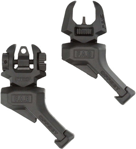 FAB Defense FXFRBSOSB Offset Folding Front & Rear Iron Sights Black - Tool-Free Adjustment