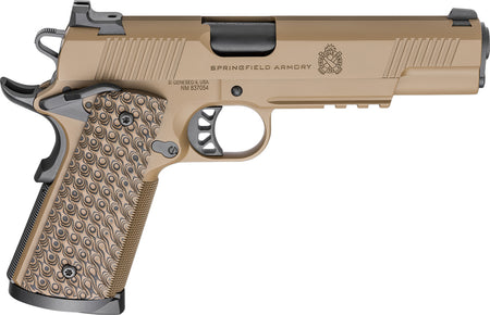 Springfield Armory PC9125LRCB 1911 TRP 45 ACP 8+1 5" Black Match Grade Barrel, Coyote Brown Cerakote Serrated Carbon Steel Slide & Frame w/Picatinny Rail & Beavertail, VZ Hydra G10 Grip