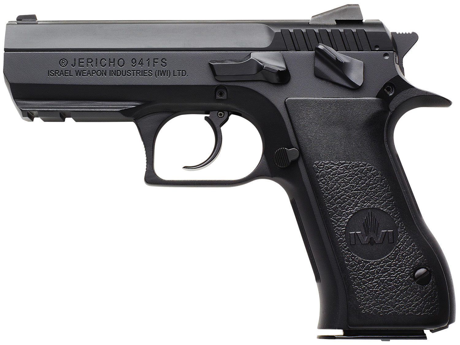IWI US J941FS9ORP Jericho 941 Mid-Size Frame 9mm Luger 16+1 3.80" Black Chrome Lined Steel Barrel, Black Serrated Steel Slide & Frame w/Beavertail & Picatinny Rail, Black Textured Grips