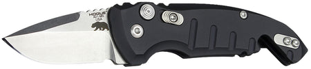 Hogue A01 1.95" Folding Drop Point Plain Blade, Stone Tumbled 154CM Stainless, Matte Black Aluminum Handle & Bottle Opener