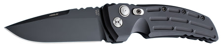 Hogue EX-A01 4" Folding Drop Point Plain Blade, Black Cerakote 154CM Stainless, Matte Black Fluted Aluminum Frame