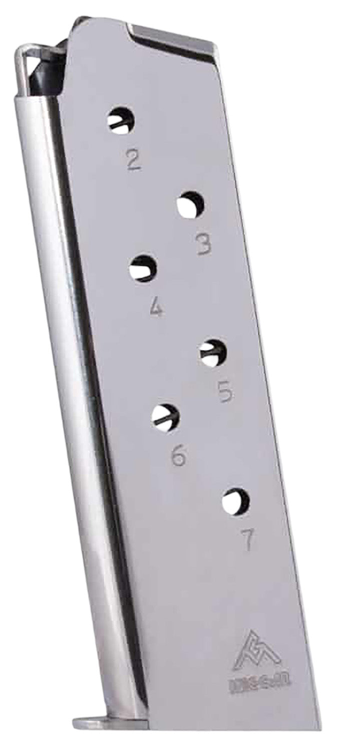 Mec-Gar MGCG4507N Nickel Stainless Steel 7rd 45 ACP Mag for Colt Government 1911