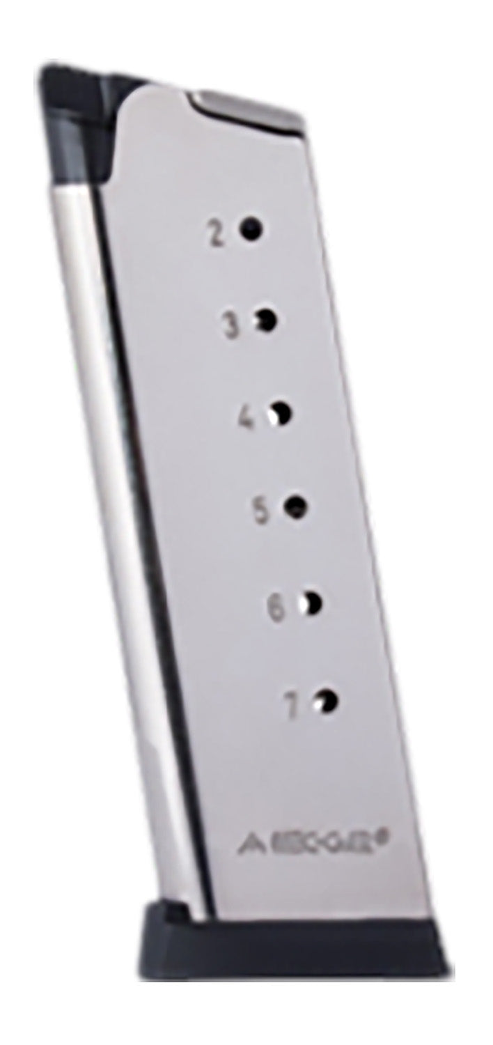 Mec-Gar 1911 Officers 7rd .45 ACP Nickel Carbon Steel Pistol Magazine