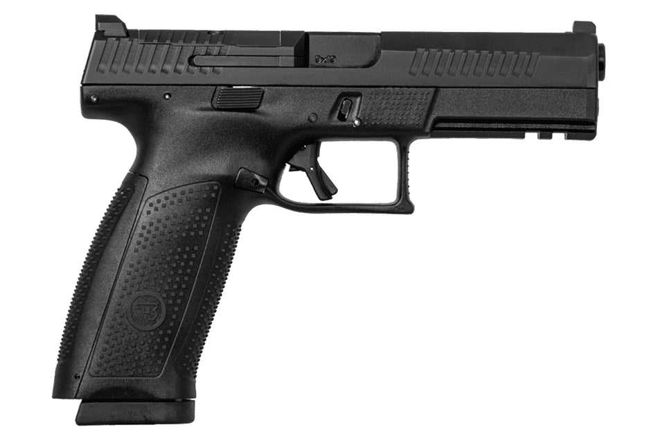 CZ-USA 01550 P-10 F 9mm Luger 10+1 5.10" Black Steel Barrel, Black Nitride Optic Ready/Serrated Steel Slide, Black Polymer Frame w/Picatinny Rail, Interchangeable Backstraps Grip, Ambidextrous