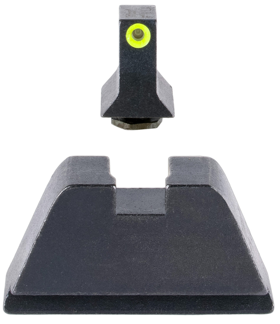Trijicon GL201C601139 Optic Height Night Sight Set Green Tritium Yellow Outline Front No-Dot Rear Glock 17/19/22 Standard