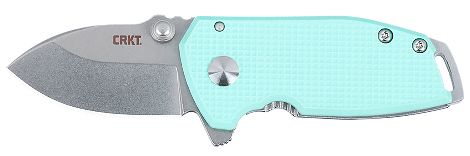 CRKT 2485B SQUID Compact 1.75" Assisted Opening Folder, Stonewashed D2 Drop Point Blade, Blue G10 and SS Handle
