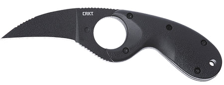 CRKT 2516K Bear Claw 2.39" Hawkbill Fixed Knife, Plain Black Powder Coated AUS-8A Blade, Black Textured GRN Handle