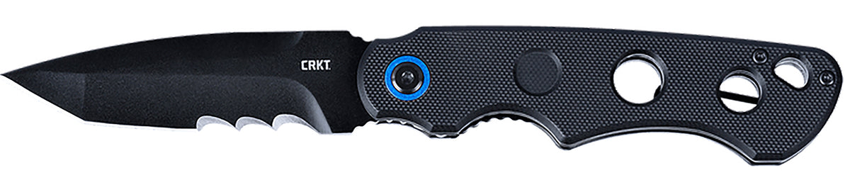 CRKT 2606 A.B.C. 3.39" Assisted Folder Tanto Blade, Black Oxide 12C27 Veff Serrated, Black Textured G10 Handle